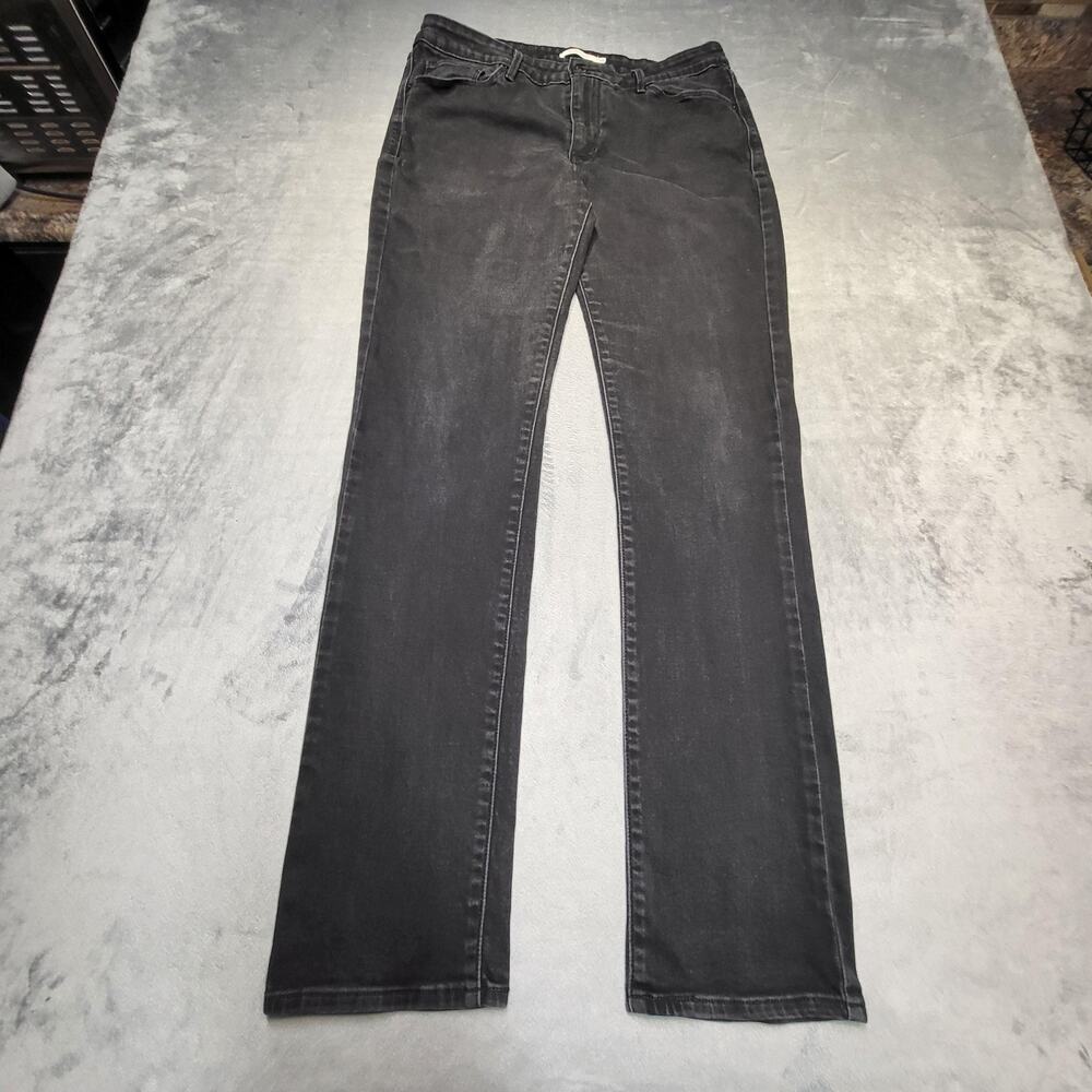 Levis Jeans Womens 14 Tall Black Mid Rise Skinny Slim Stretch Dark Wash Denim